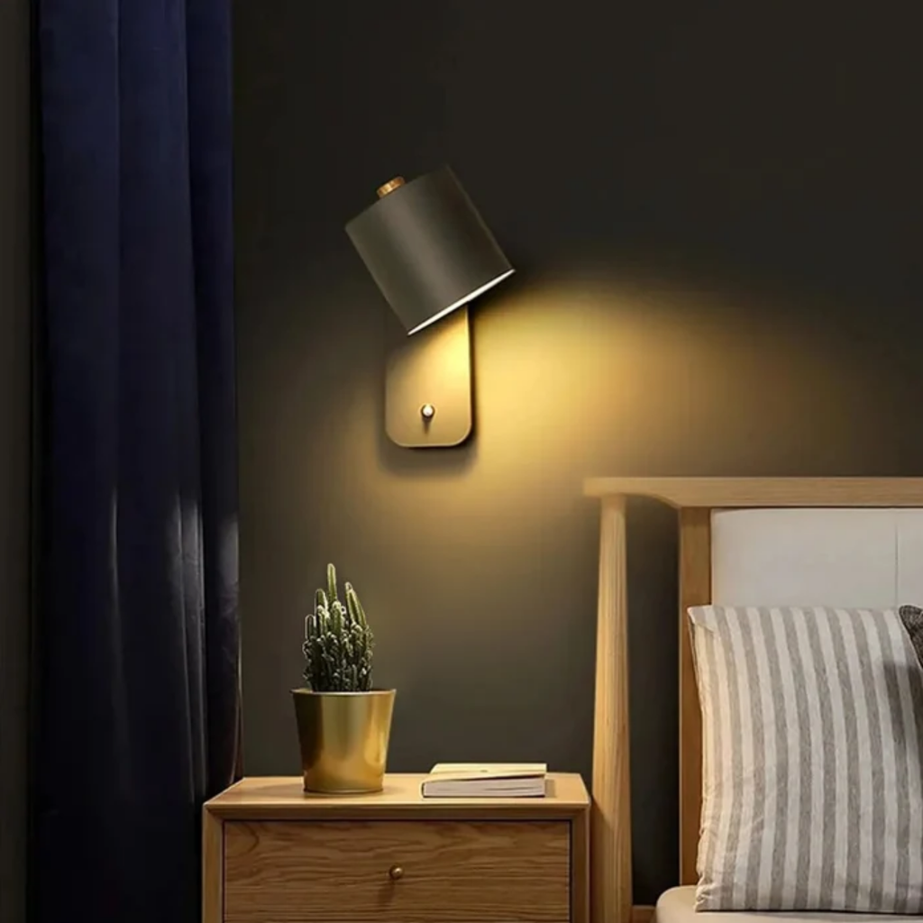 Nordic modern LED wall sconce turned on