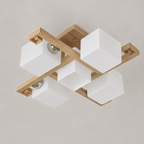 Nordic solid wood flush mount ceiling light with 5 lights turned off