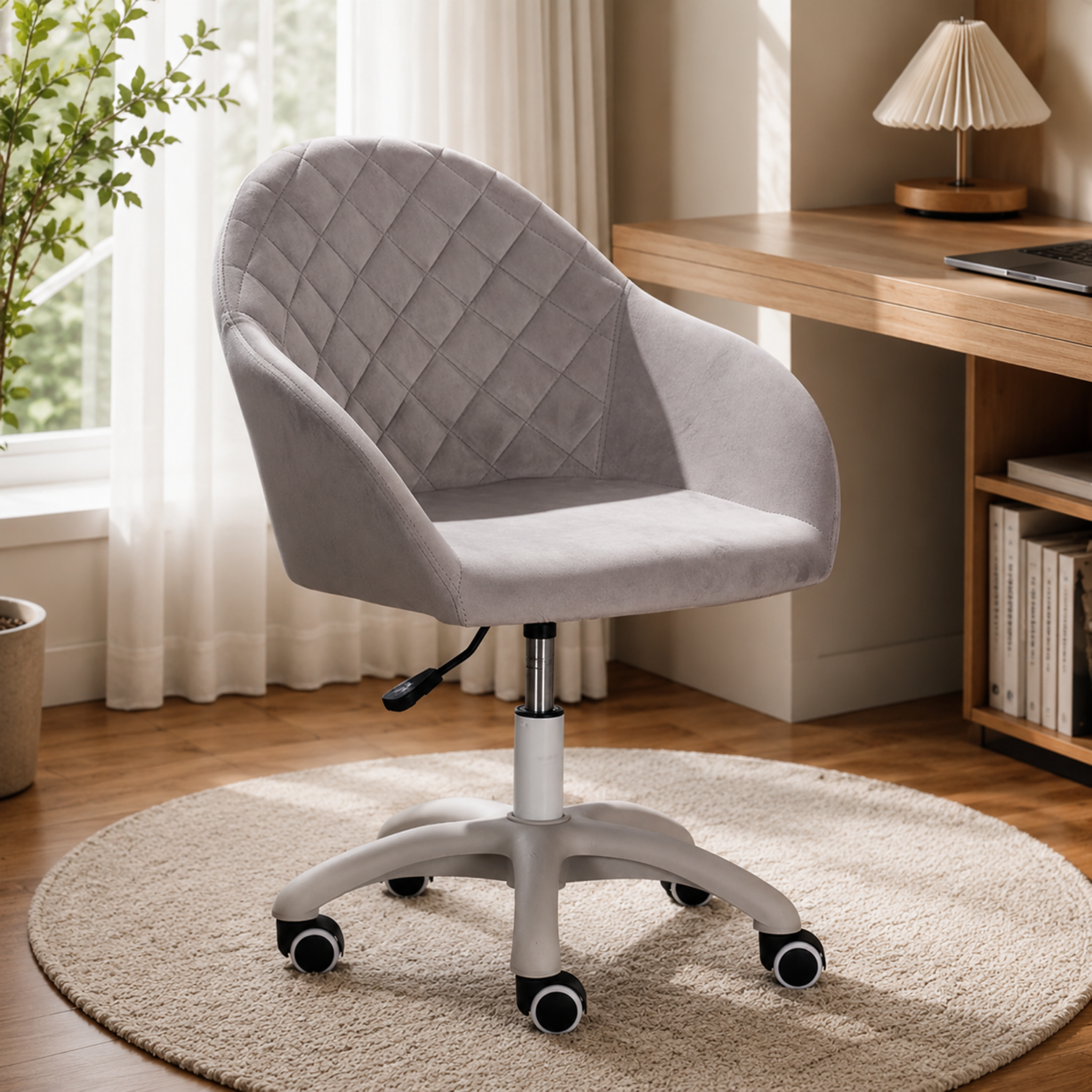 Nordic velvet office chair with adjustable height and swivel base