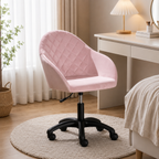 Modern velvet office chair with supportive backrest and wheels