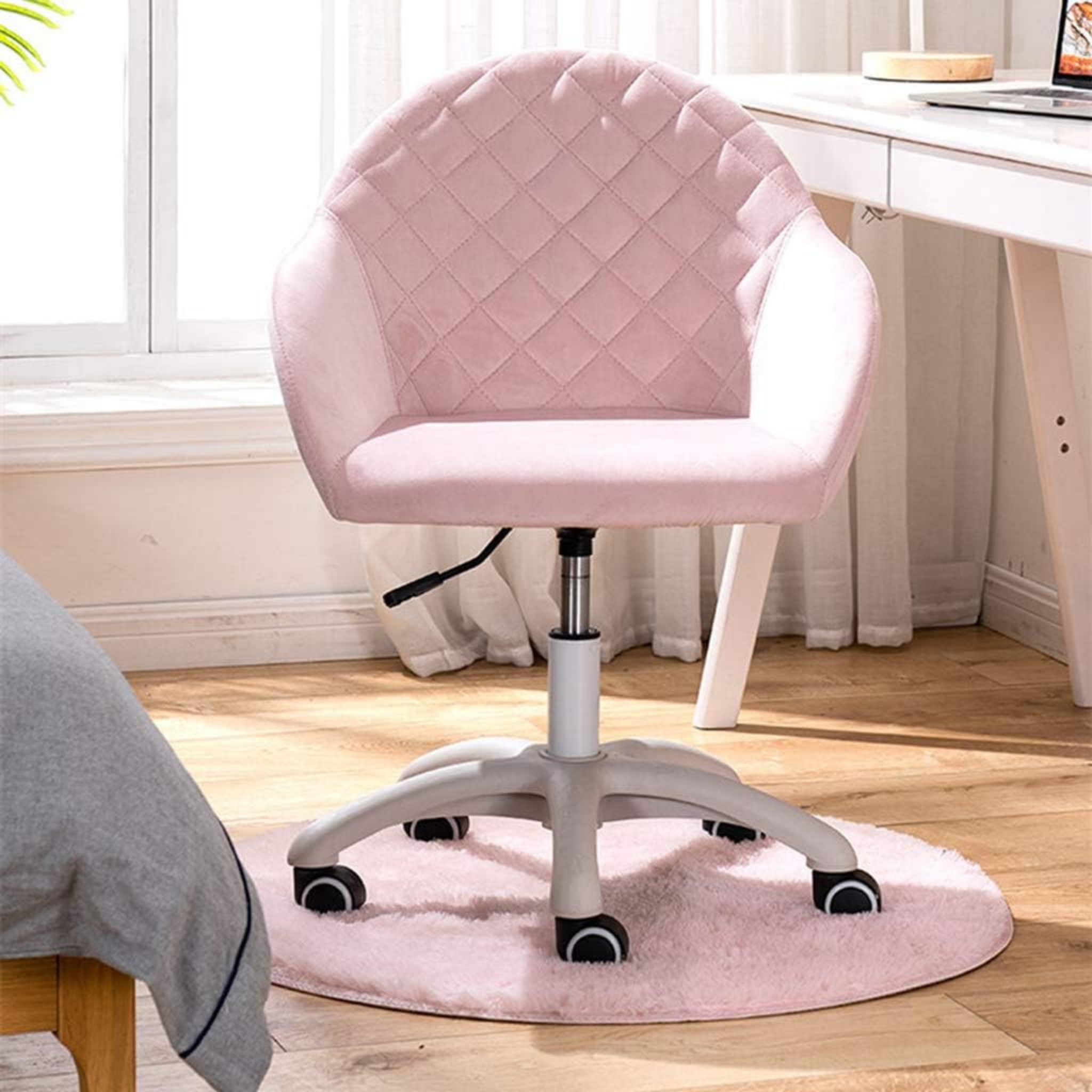 Upholstered velvet desk chair for home office and study