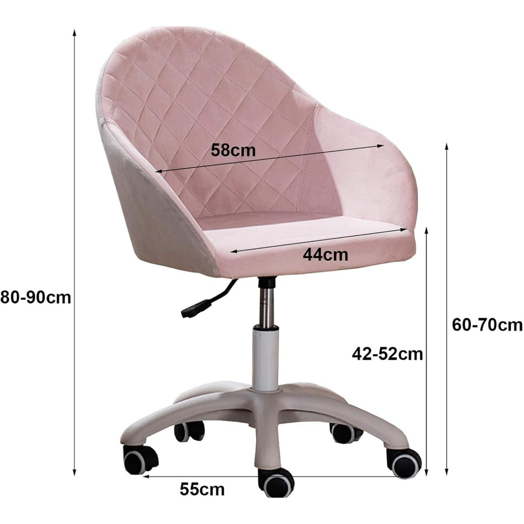 Modern office desk chair with velvet upholstery and caster wheels