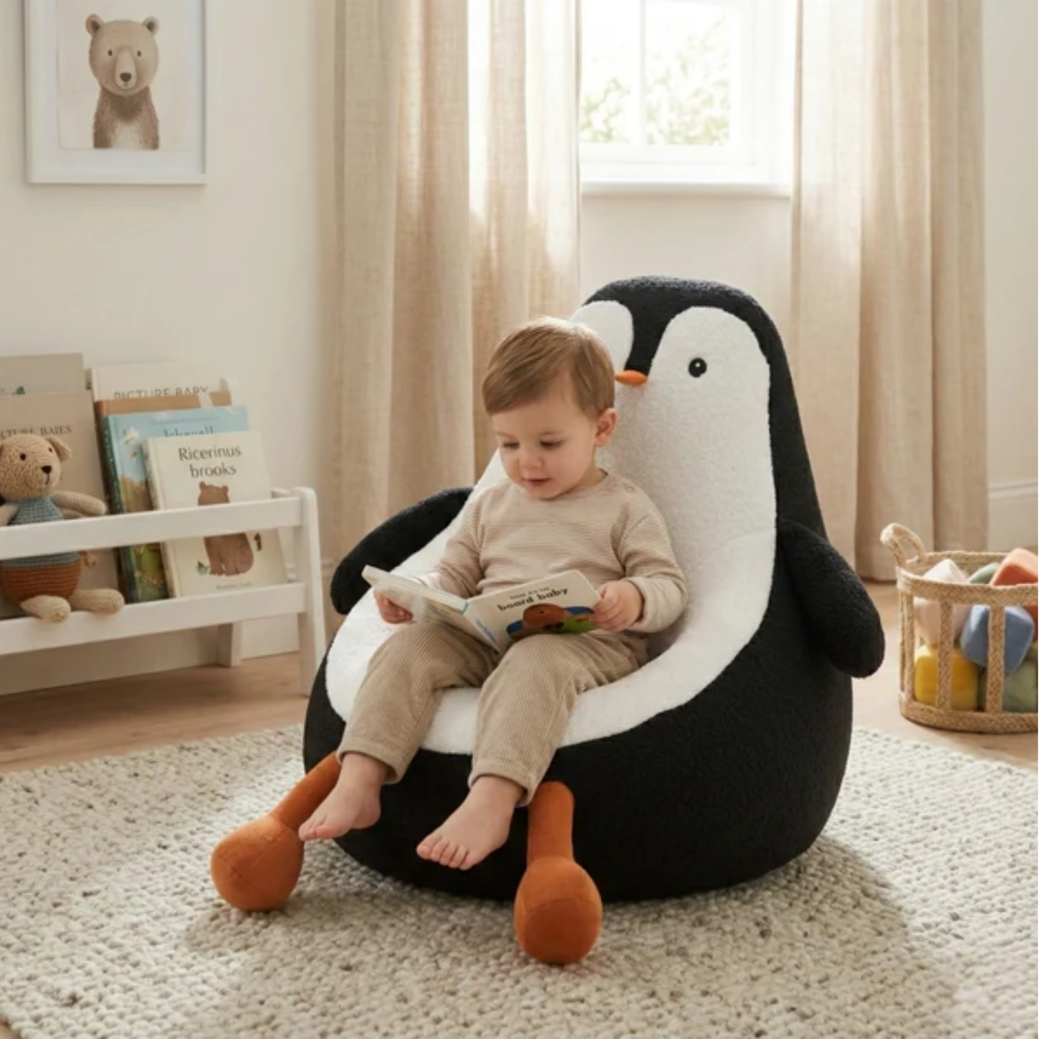 Penguin shaped chair in children's play area