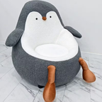 Side view of penguin shaped kids lounge chair