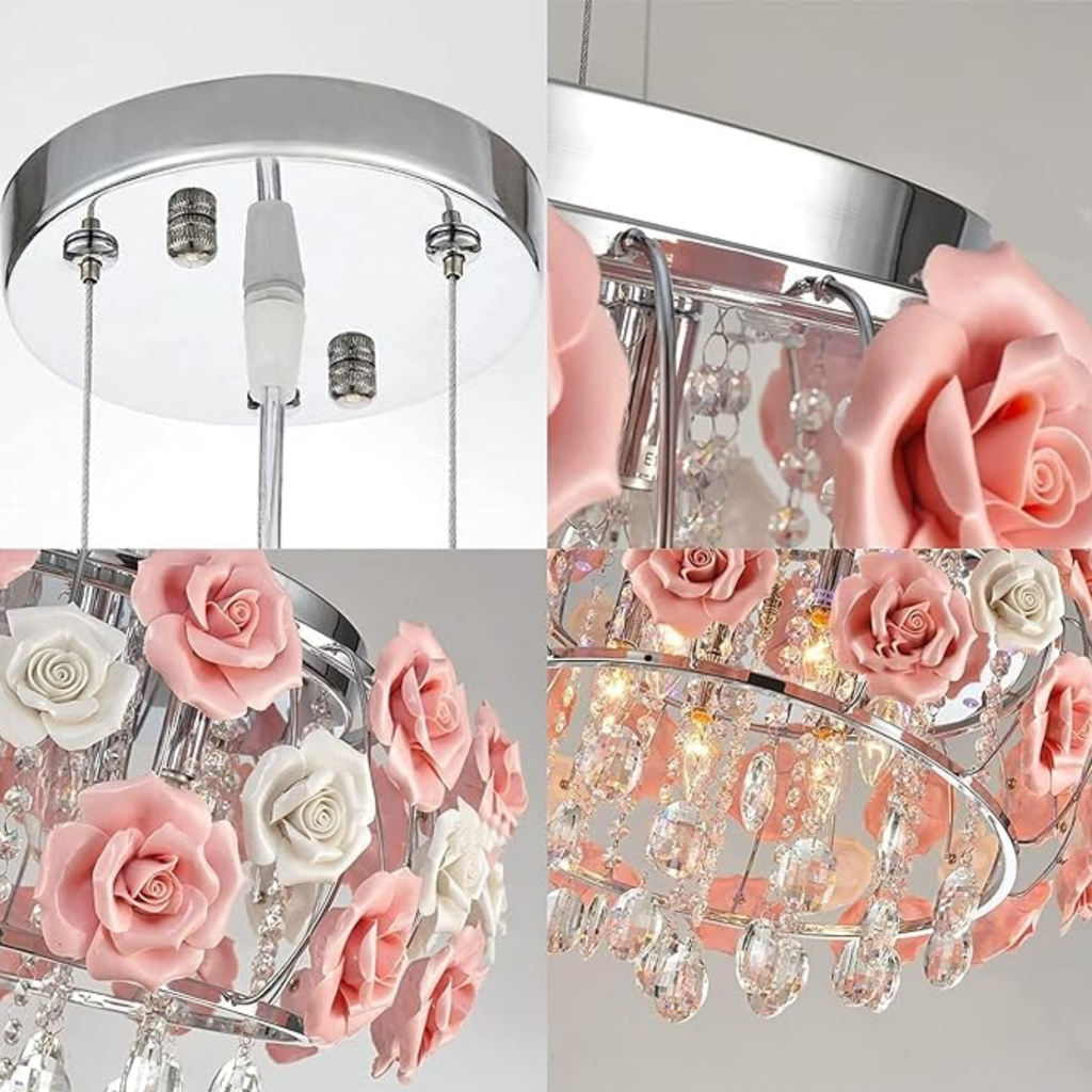 Close-up of the pink rose crystal glass flower