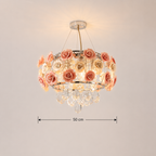 Dimensions of the pink rose crystal glass pendant light 50cm