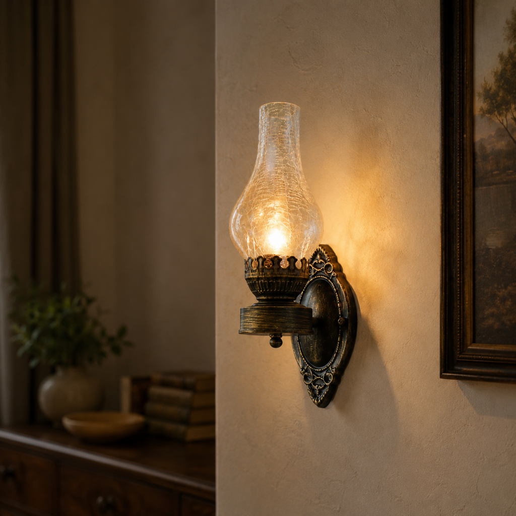 Retro industrial wall sconce for home interiors