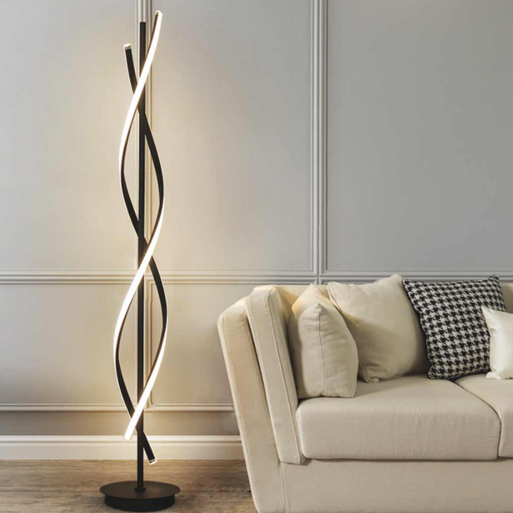 RGB LED floor lamp in modern home interior
