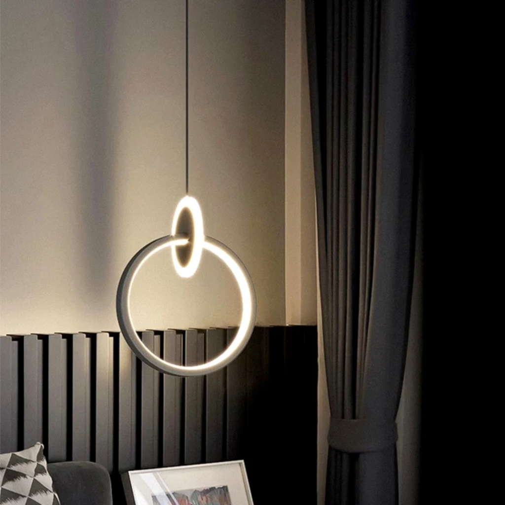 Illuminated modern round LED hanging light