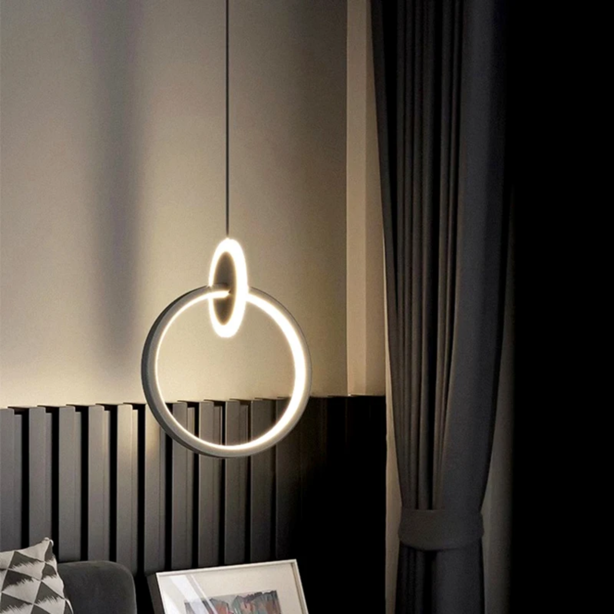Illuminated modern round LED hanging light