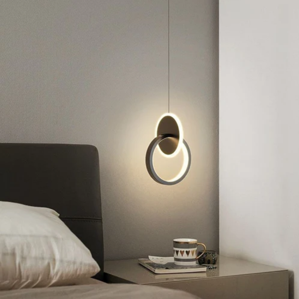 Side view of round LED hanging light