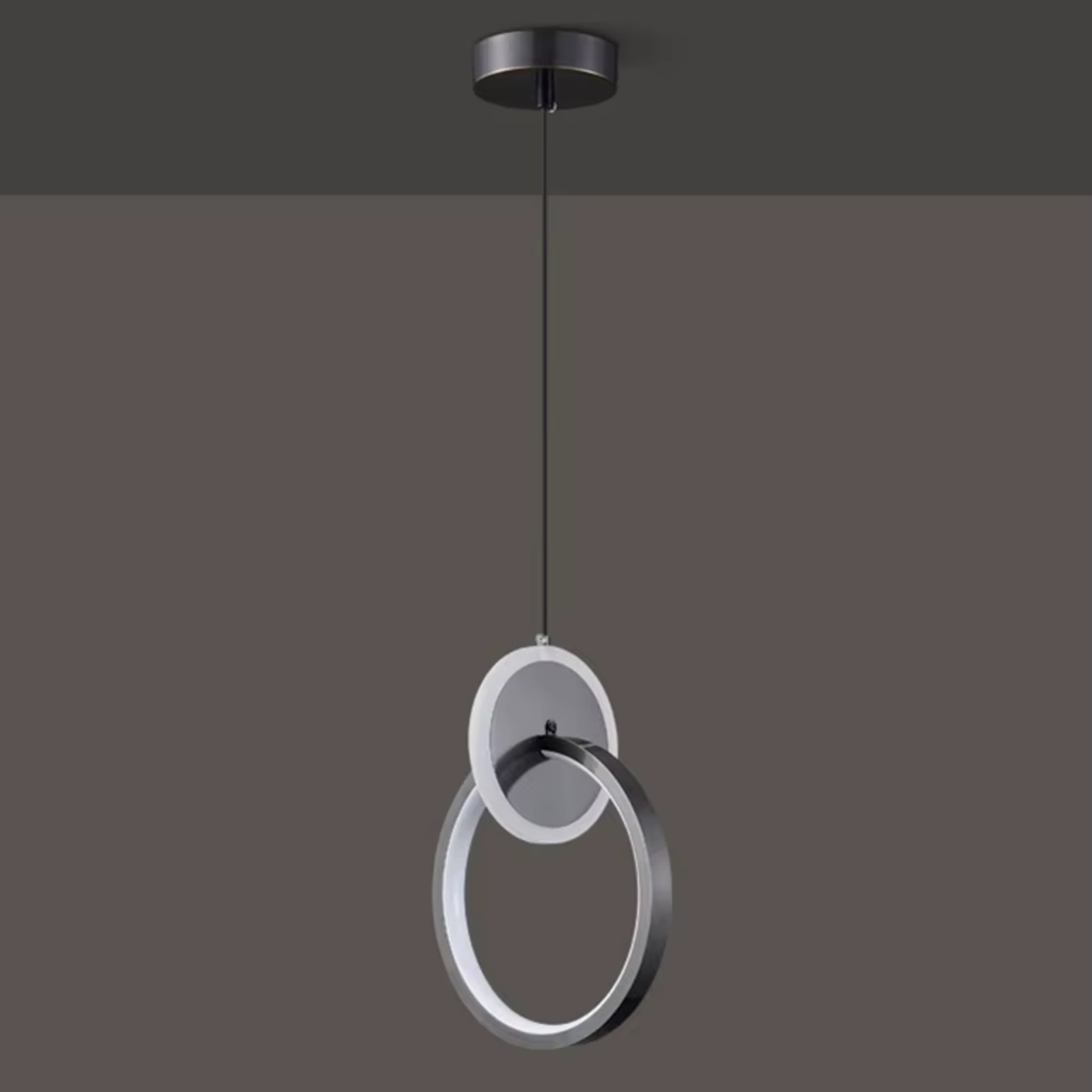Modern round LED hanging light with light turned off
