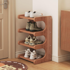 Scandinavian bamboo shoe organizer with open shelves 4-tier