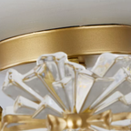 Detail of the metal frame of the scandinavian glass semi-flush mount ceiling light