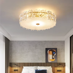 Scandinavian glass semi-flush mount ceiling light in a bedroom