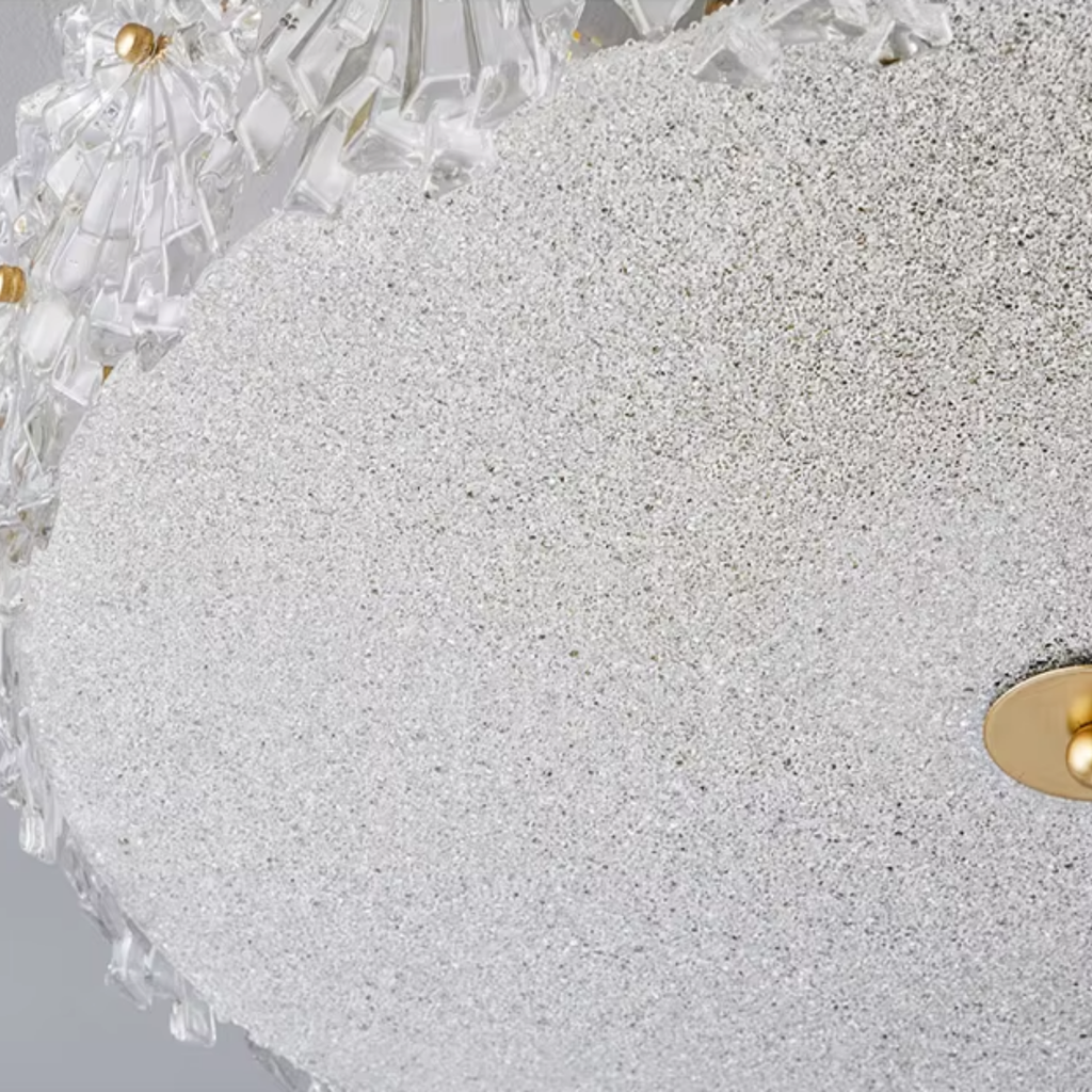 Bottom view of the Scandinavian glass semi-flush mount ceiling light