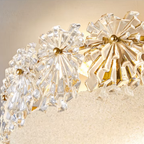 Close-up of the glass shades in scandinavian glass semi-flush mount ceiling light