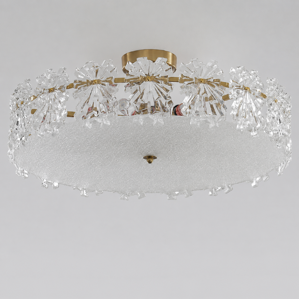 Scandinavian glass semi-flush mount ceiling light turned off