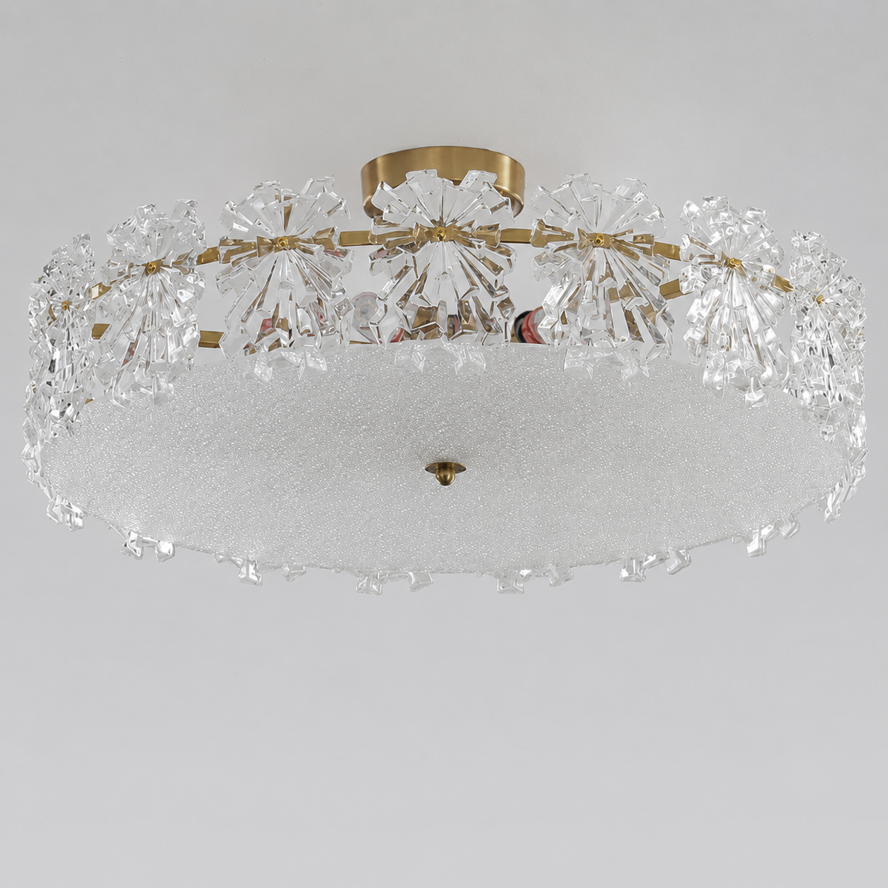 Scandinavian glass semi-flush mount ceiling light turned off