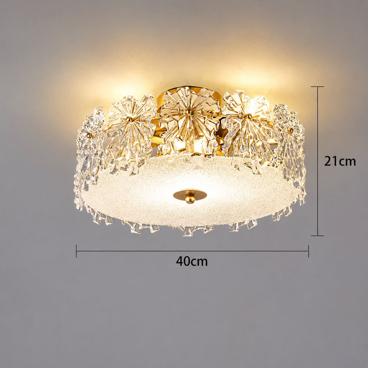 Scandinavian glass semi-flush mount ceiling light 40 cm
