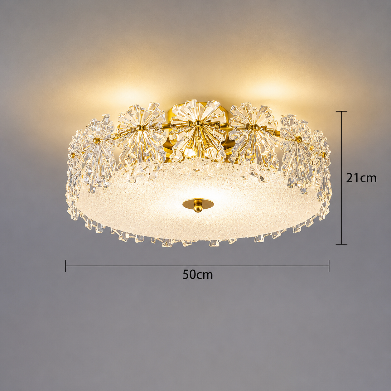Scandinavian glass semi-flush mount ceiling light 50 cm