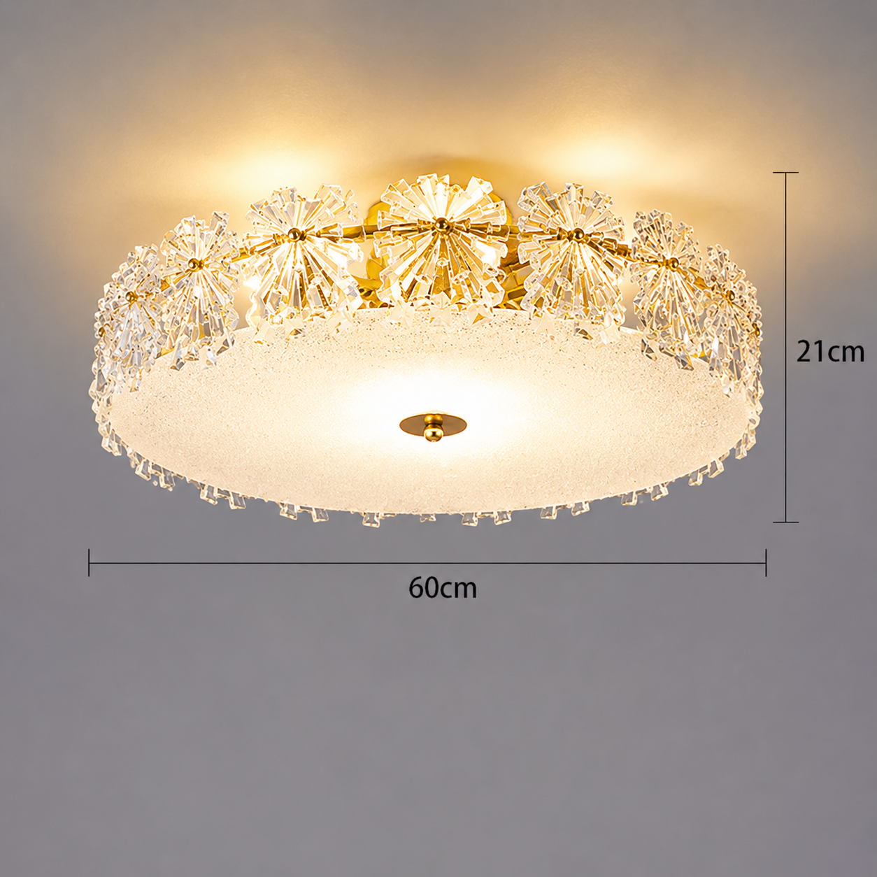 Scandinavian glass semi-flush mount ceiling light 60 cm