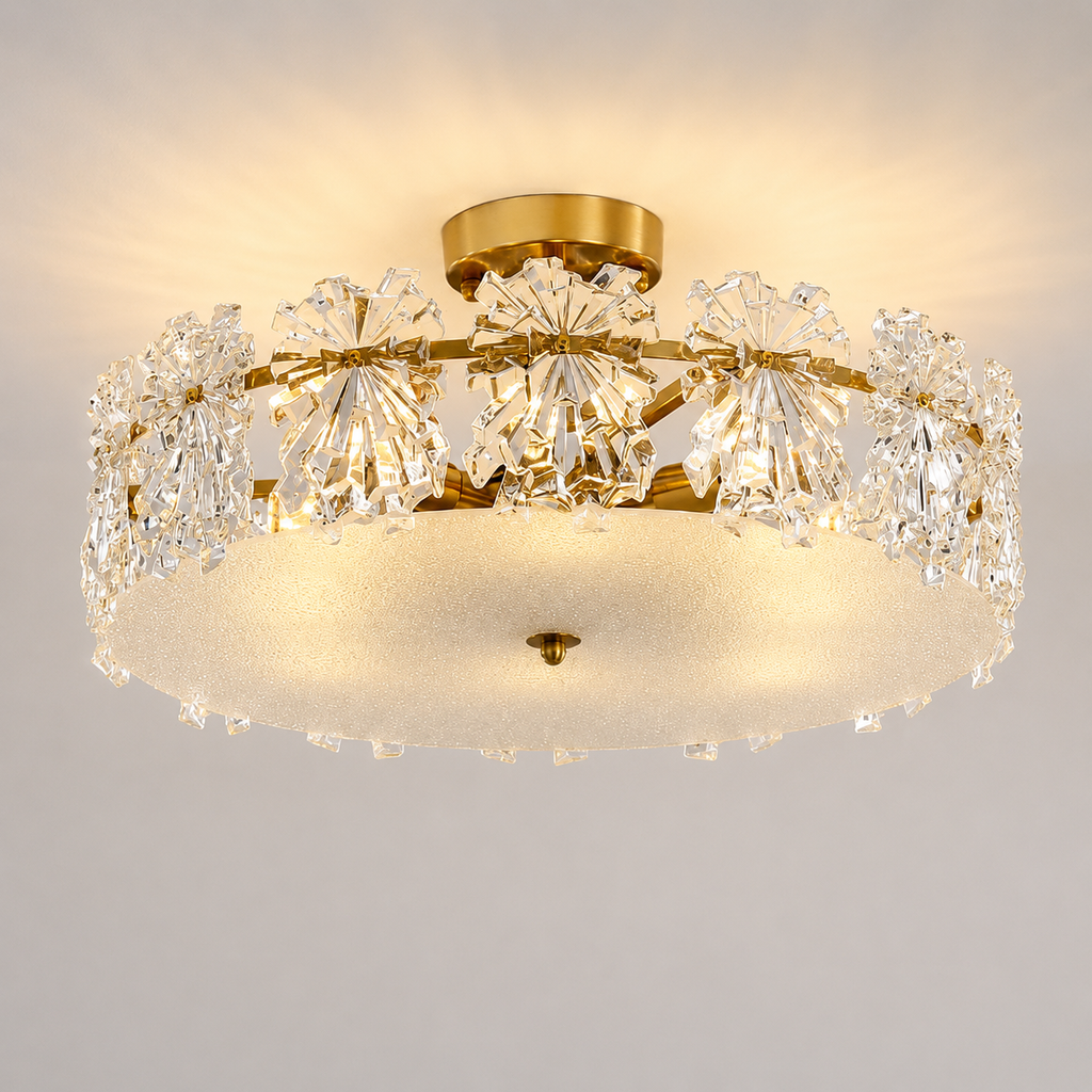 Scandinavian glass semi-flush mount ceiling light