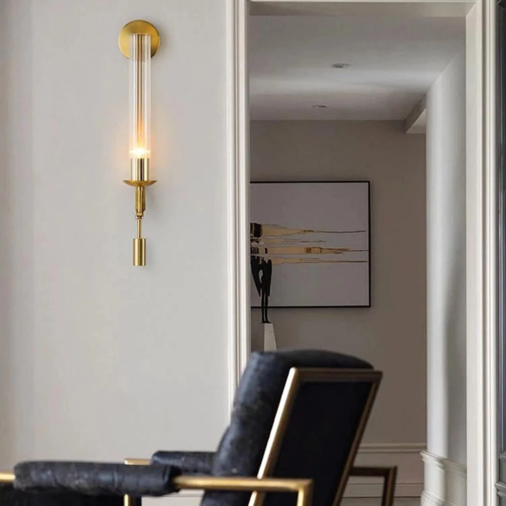 Scandinavian wall sconce in a dining room