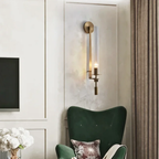 Scandinavian glass wall sconce in a living room