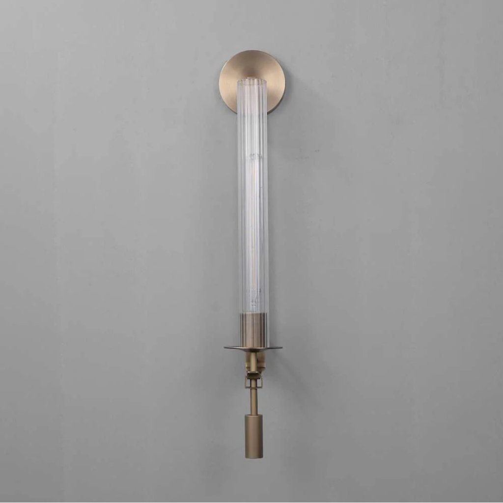 Side profile of the tubular glass wall sconce