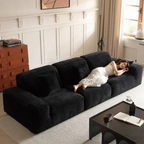 Side view of cloud velvet modular sofa