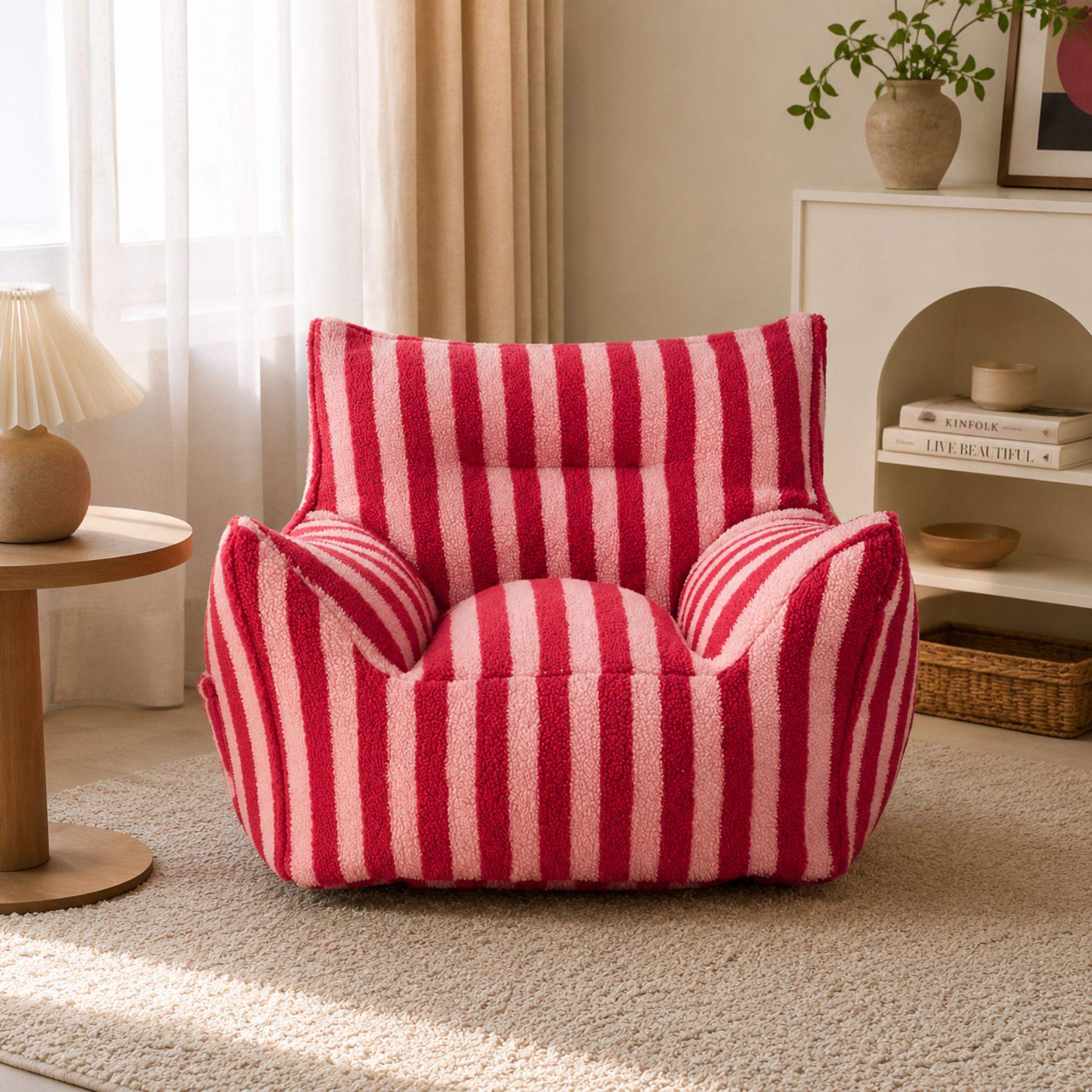 Scandinavian teddy fleece sofa in a modern interior