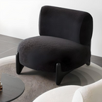 Angled view of Nordic sherpa accent chair