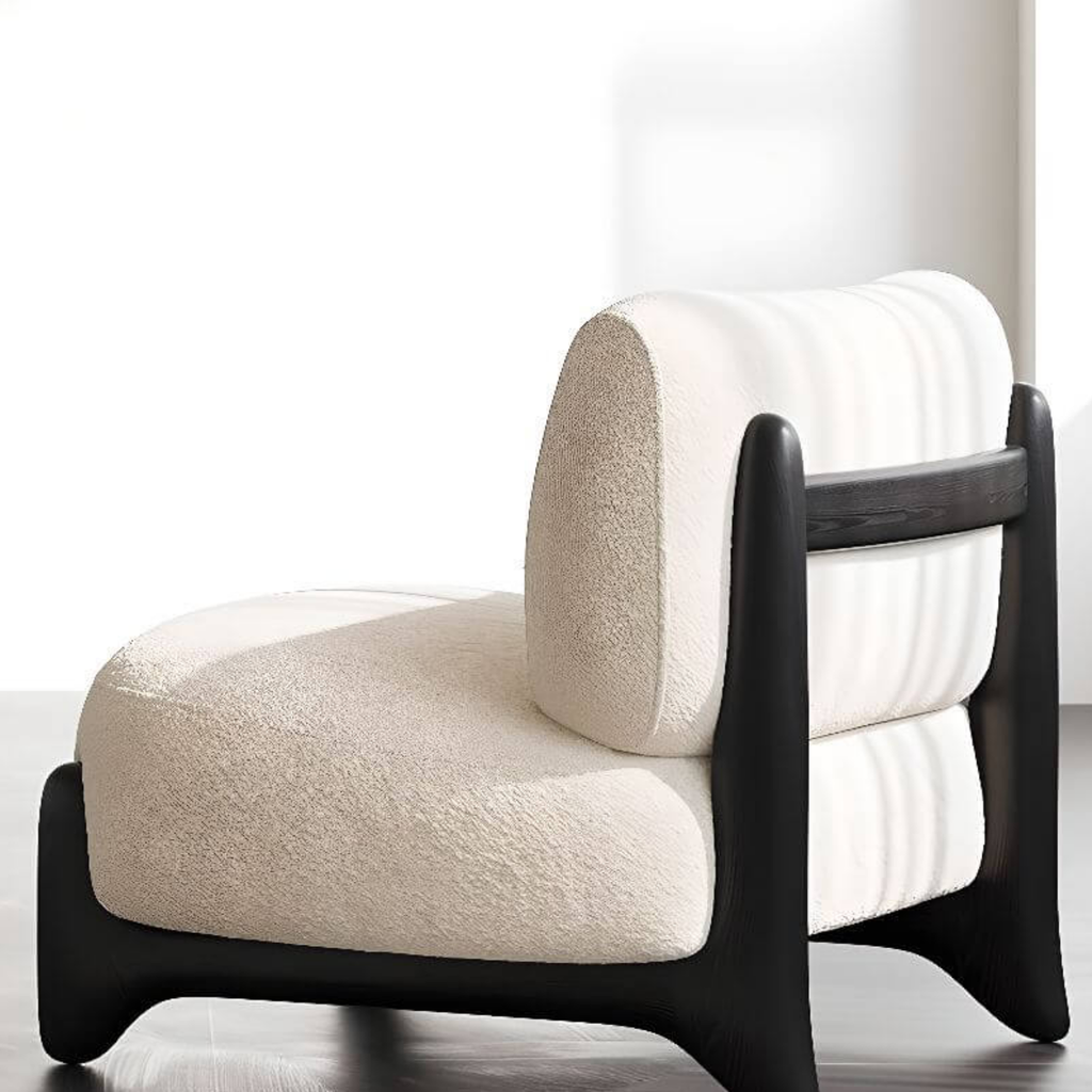 Back view of modern sherpa accent chair