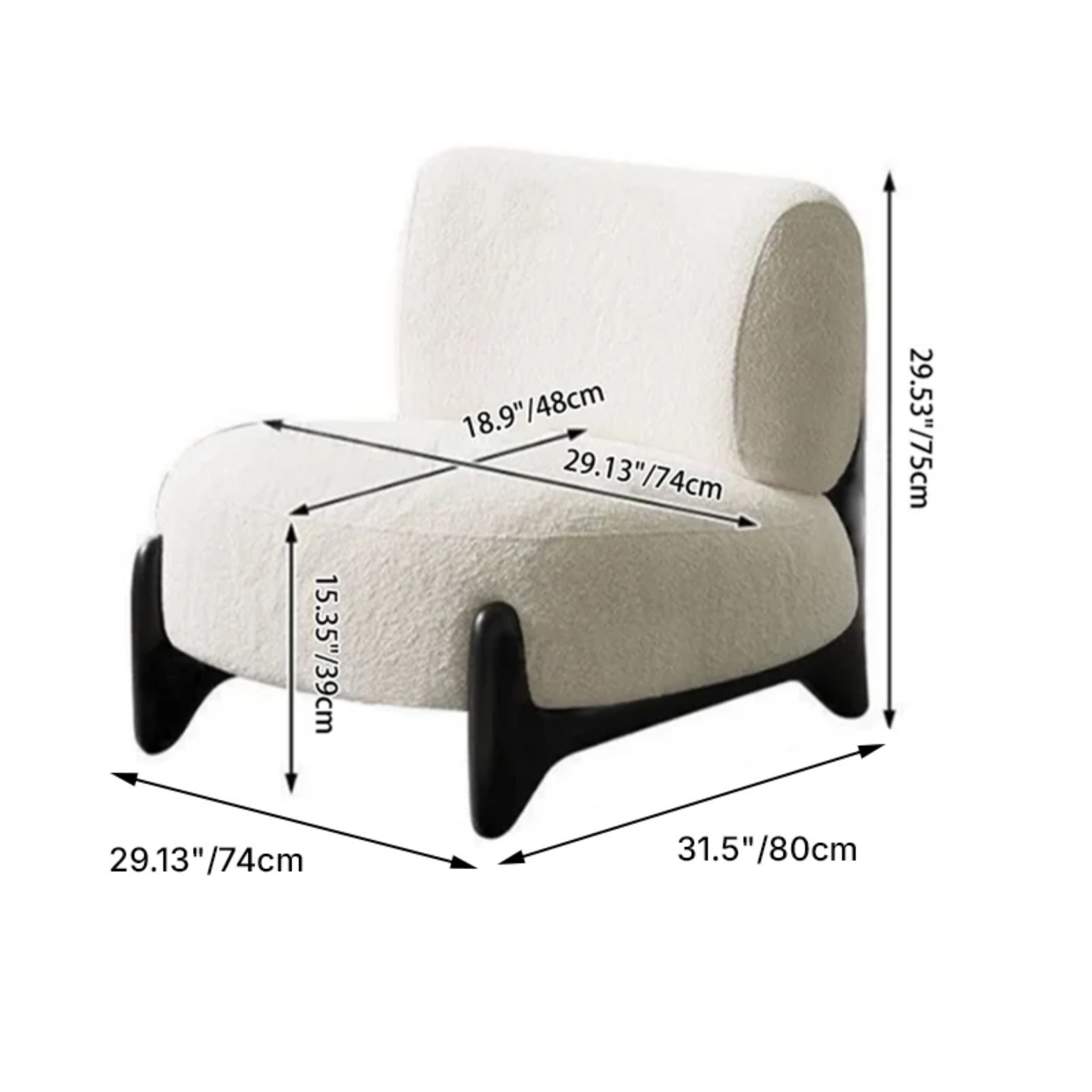 Dimensions of modern sherpa accent chair