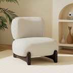 Front view of modern sherpa accent chair
