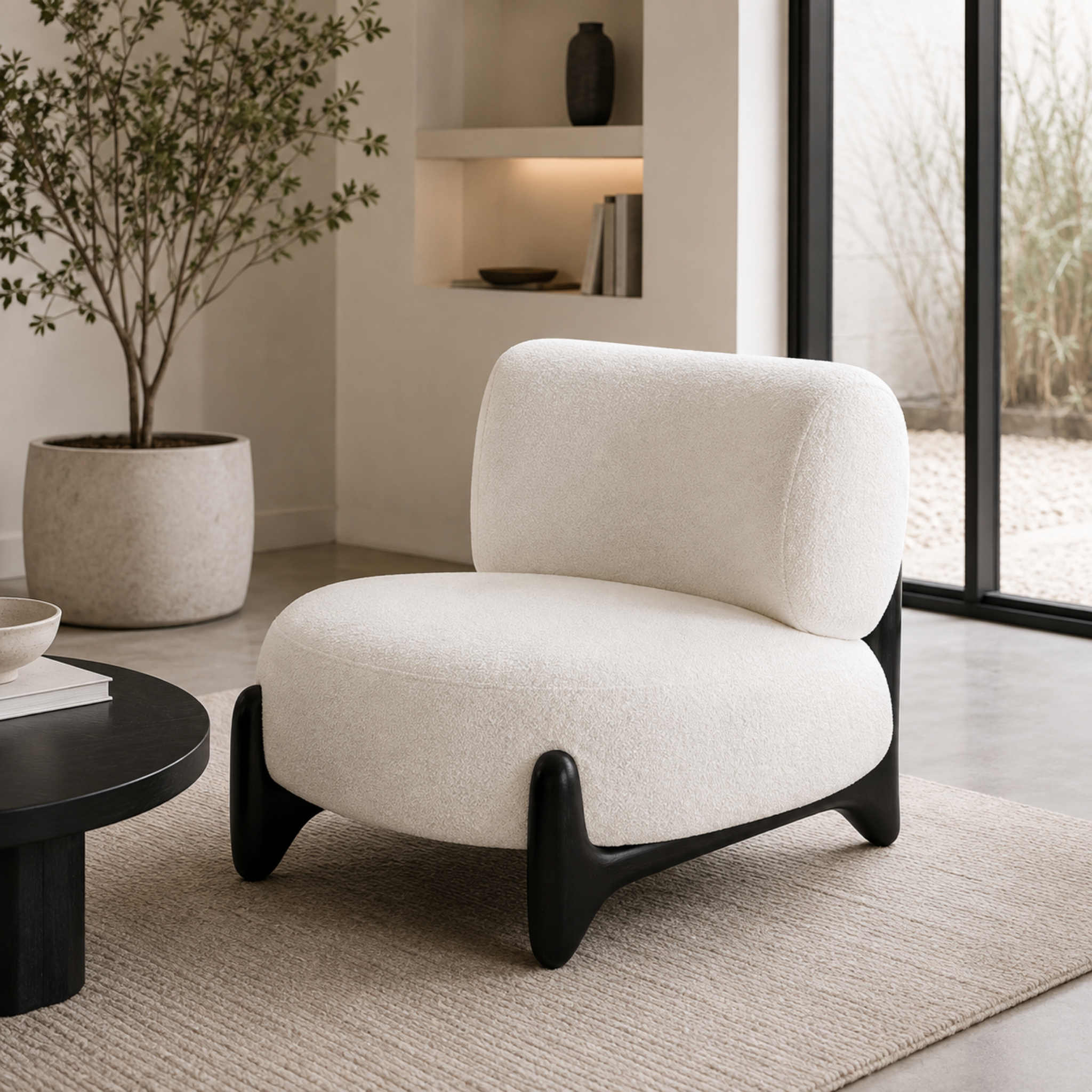 Sherpa accent chair in modern living room