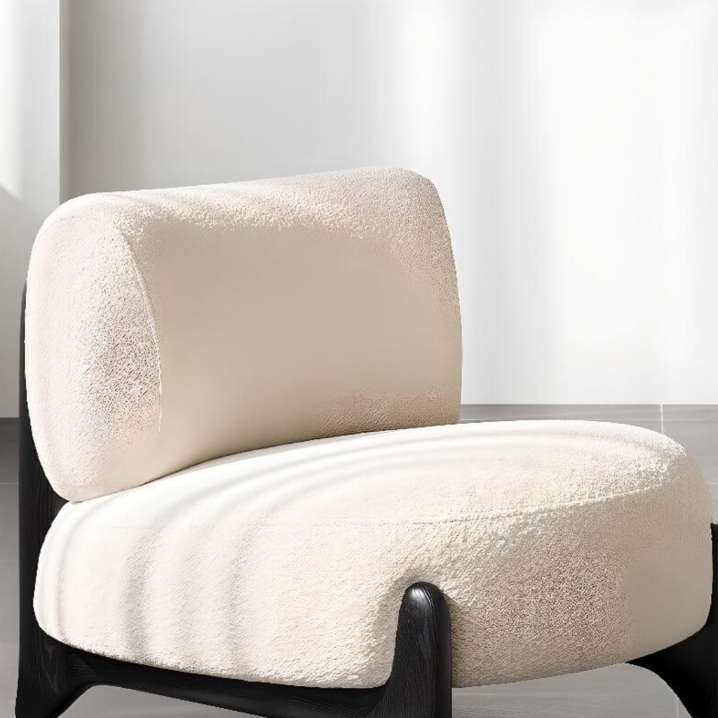 Soft sherpa fabric detail of accent chair