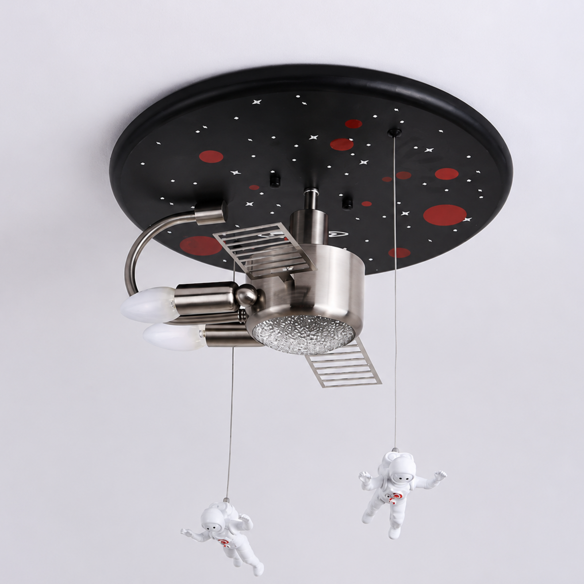 Small size space satellite ceiling light turned off