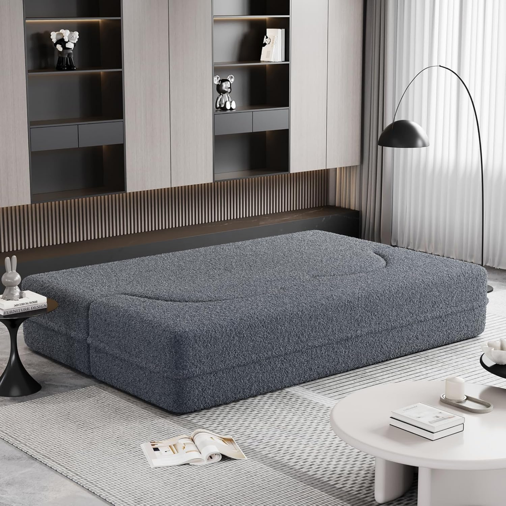 Convertible sofa bed in sleeping position