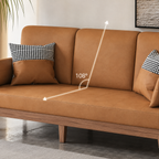 Solid wood sofa bed in seating position