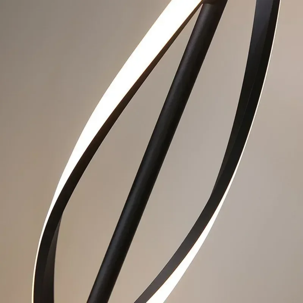 Integrated LED lighting detail of spiral floor lamp