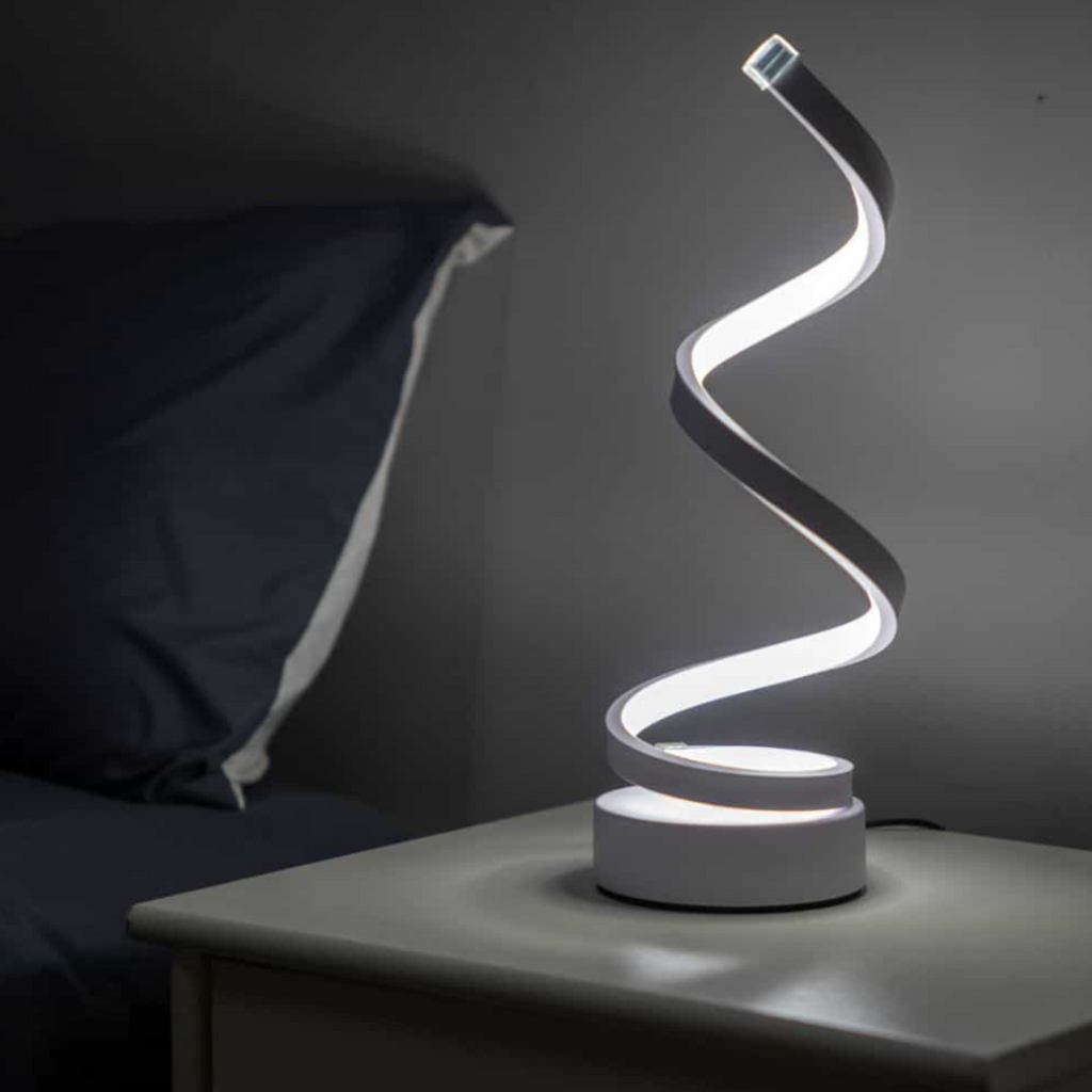 LED spiral table lamp with cool white light