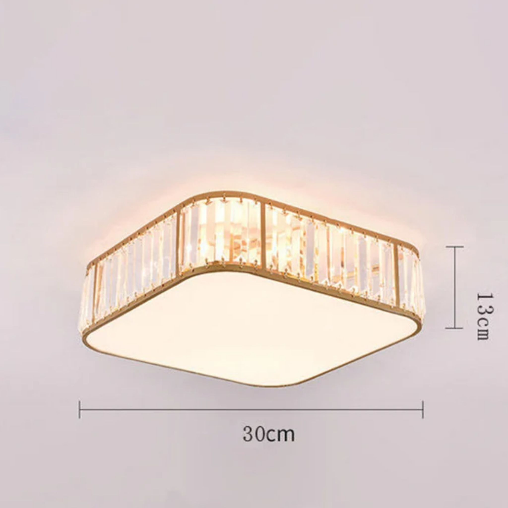 Dimensions of the 30 cm square crystal LED chandelier