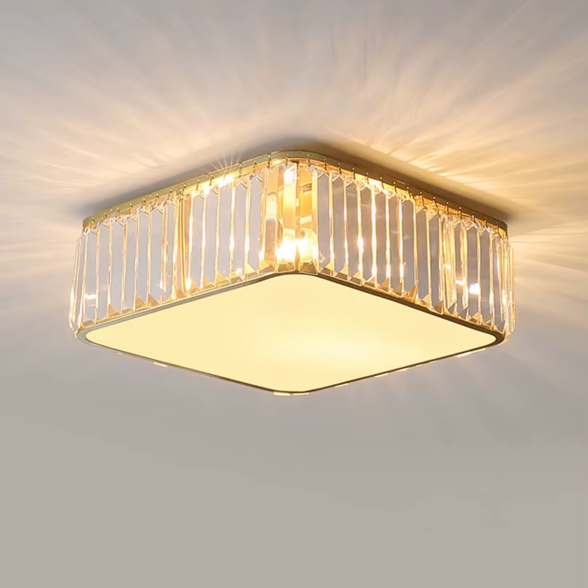Square crystal LED chandelier 35 cm