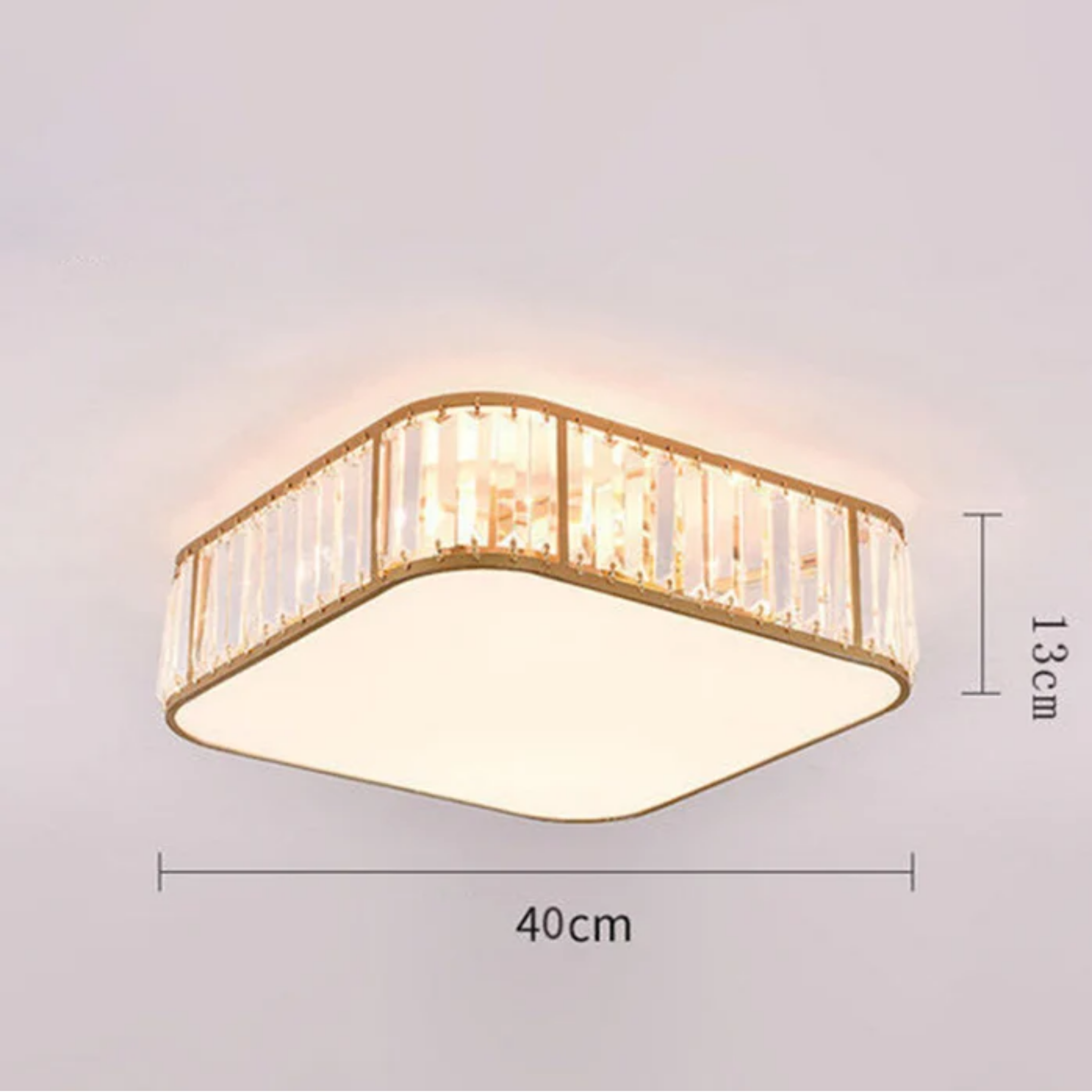 Dimensions of the 40 cm square crystal LED chandelier
