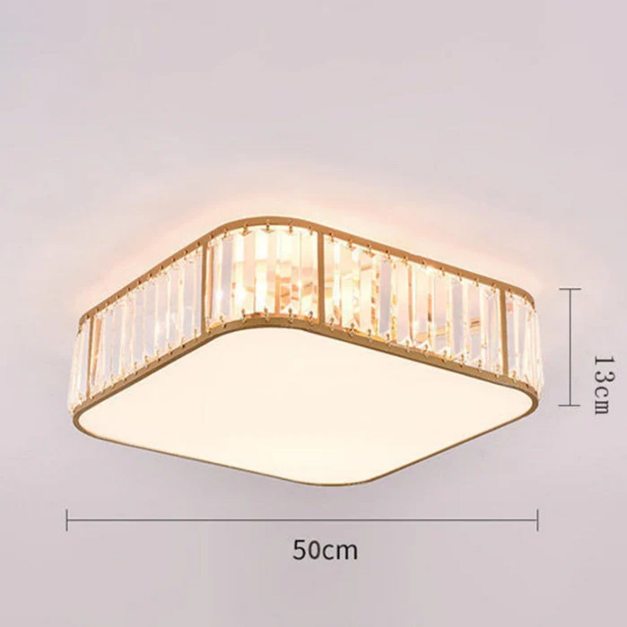 Dimensions of the 55 cm square crystal LED chandelier