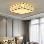 Square crystal LED chandelier in a bedroom