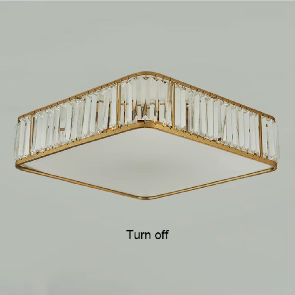 Square crystal LED chandelier turned off