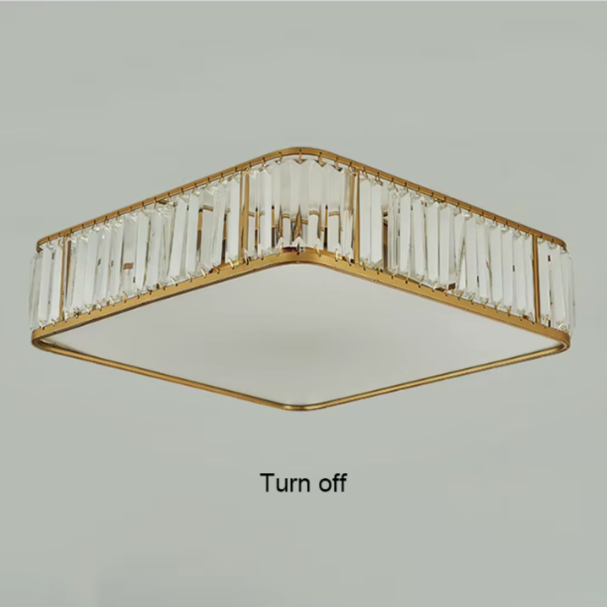 Square crystal LED chandelier turned off